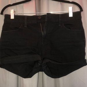 Black denim shorts